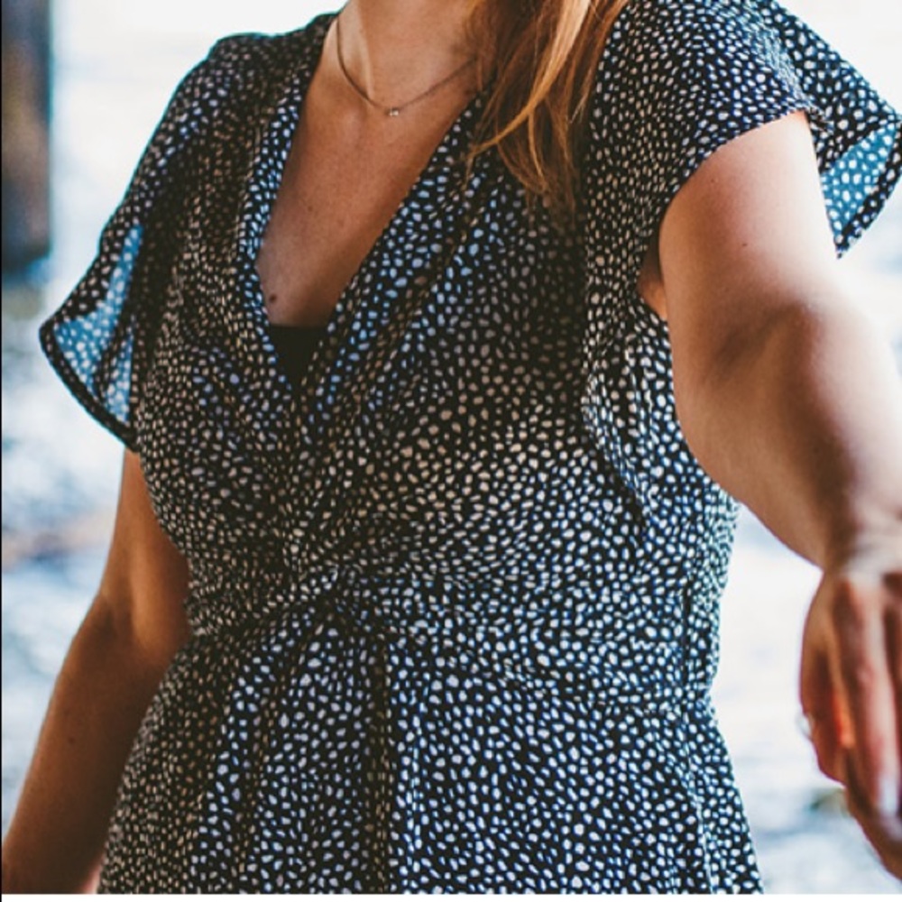 Express navy blue and white flowy dress